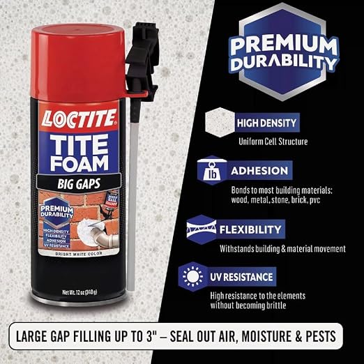 Loctite Tite Foam Big Gaps Spray Foam Sealant, 12 fl oz Can, 1 Pack - Image 2