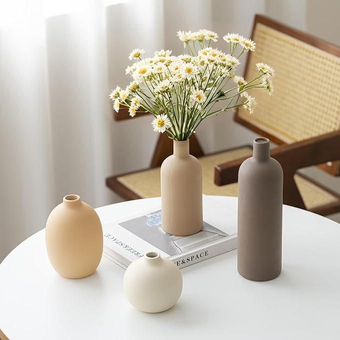 Modern Ceramic Vase Set, Neutral Colors, Decorative Vases - Image 5
