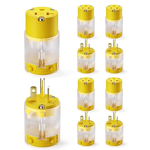 ELEGRP Lighted Straight Blade Electrical Plug and Connector Set 20 Amp 125 Volt by ELEGRP%7CELEGROUP