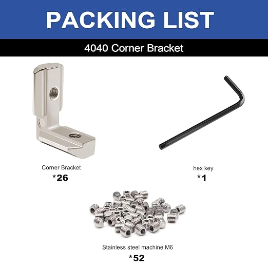 24pcs 4040 Extrusion Connector Corner Bracket Joint Silver | 4040 Extruded - Image 3