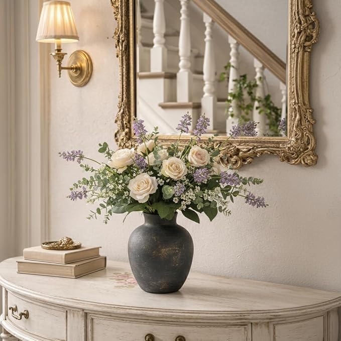 SIDUCAL Ceramic Decorative Flower Vase | 6 Inch Pottery Rustic Farmhouse | Boho - Image 9