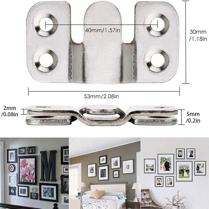 4 Pairs Flush Mount Bracket, Interlocking Furniture Connector, Stainless Steel - Image 6