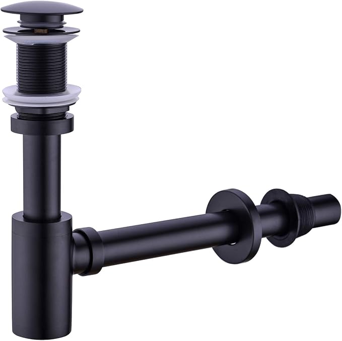 Bathroom Sink Stopper P-Trap Complete Set Adjustable 1-1/4 Bottle Trap Solid by GORDEE