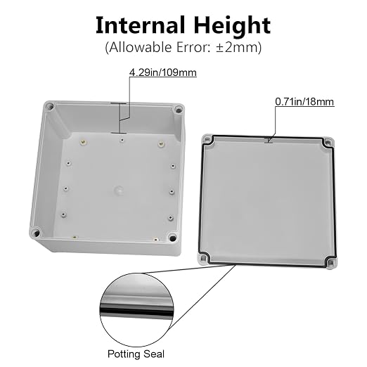 Waterproof Dustproof IP67 Junction Box DIY Case Enclosure Gray 7.9 x 7.9 x 5.1 - Image 4