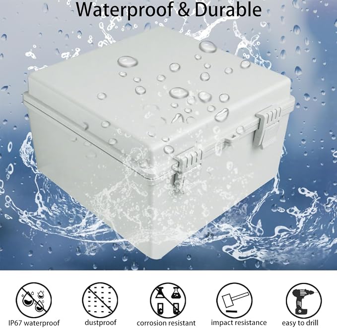 Junction Box, Hinged Grey Cover IP67 Waterproof ABS Project Box - Image 2