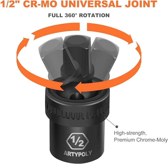 ARTIPOLY 20 Pieces 1/2" Drive Metric Deep Impact Socket Set, 10mm-24mm no skip - Image 5