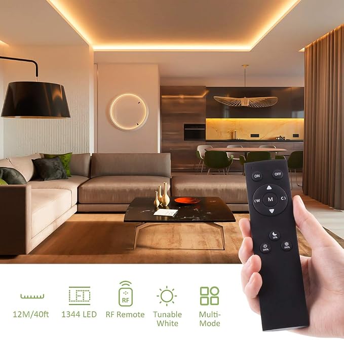 40ft Tunable White LED Strip Light Dimmable 3000K-6500K 24V Remote Control | - Image 4