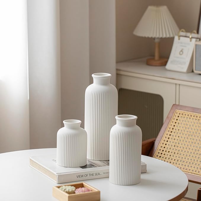Large Modern Ceramic Vase Set, 3-Piece Decorative Vases - Image 8