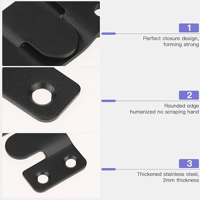4 Pairs Interlocking Flush Mount Bracket Picture Hanging Hooks Black Stainless - Image 4