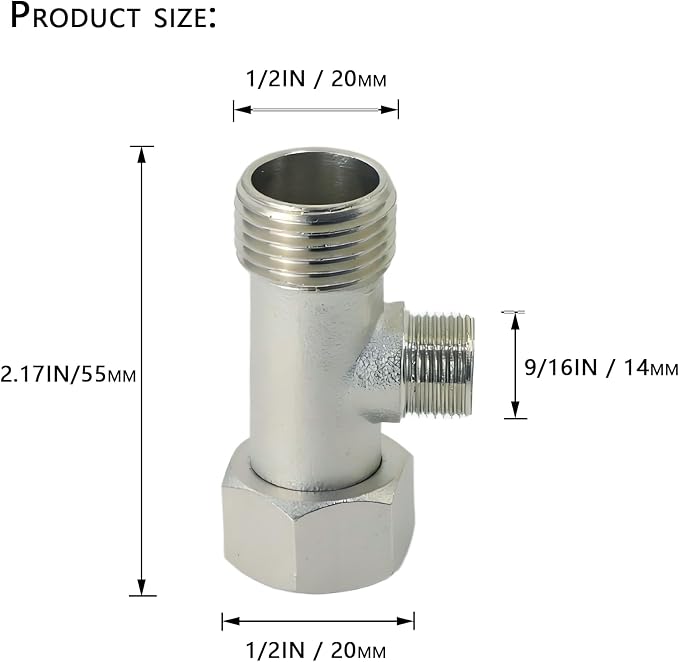 1/2" x 3/8" T-Type Tee, 3-Way Brass Adapter | - Image 3