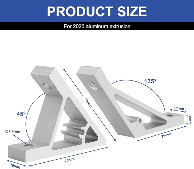 8Pcs 2020 45/135 Degree Corner Bracket Connector 2020 Extrusion Hardware T-Slot - Image 2