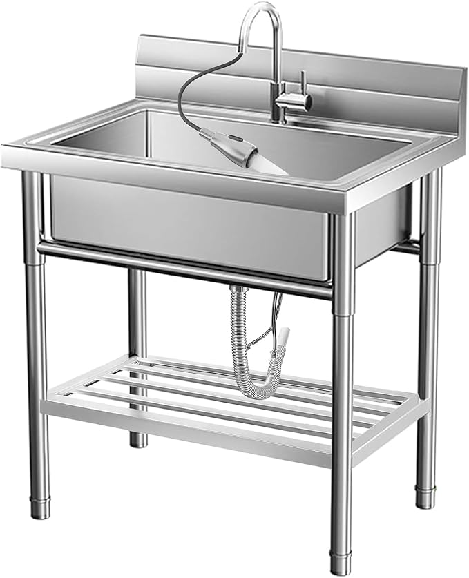 Garvee Stainless Steel Utility Sink, Commercial Kitchen Single Bowl Sink by Garvee