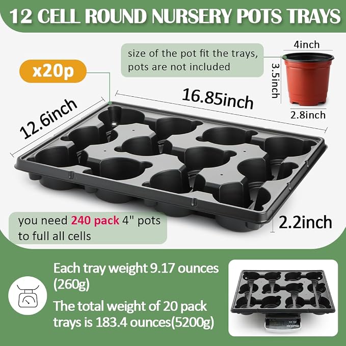 RooTrimmer 12 Cell Round Nursery Pot Trays Thickened Durable Seedling Pots - Image 2