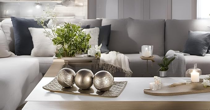 Creative Scents Dublin Silver Decorative Tray and Orbs Balls Set - Image 3