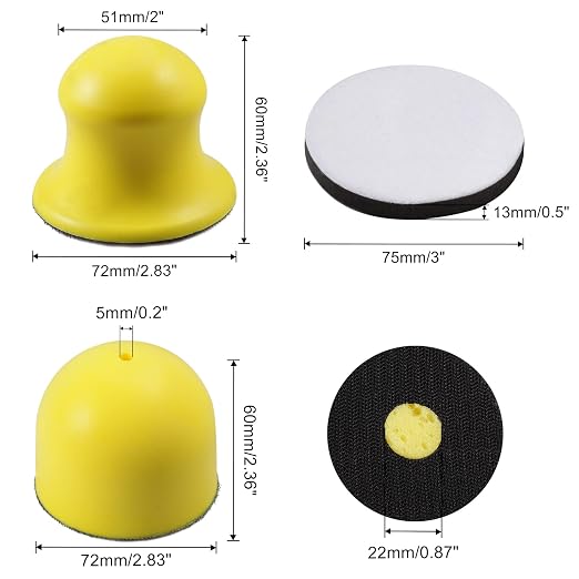 SPEEDWOX 4 Pack 3" Round Hand Sanding Blocks Hook and Loop Sanding Pad Includes - Image 6