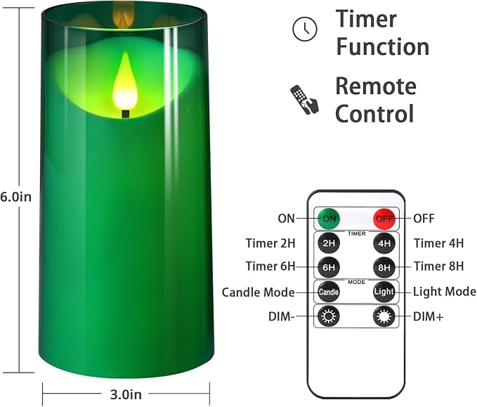 NURADA 3"x6"Flickering Flameless Candles: 3D Wick Acrylic Battery Operated LED - Image 8
