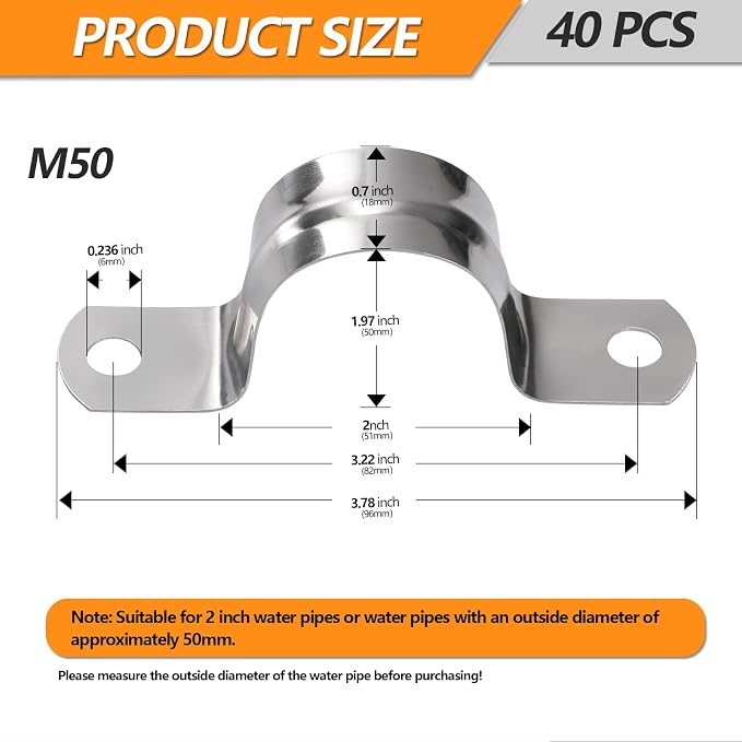 60Pcs M50 Stainless Steel Conduit Clamps | Conduit Clamps, Heavy Duty Pipe - Image 4