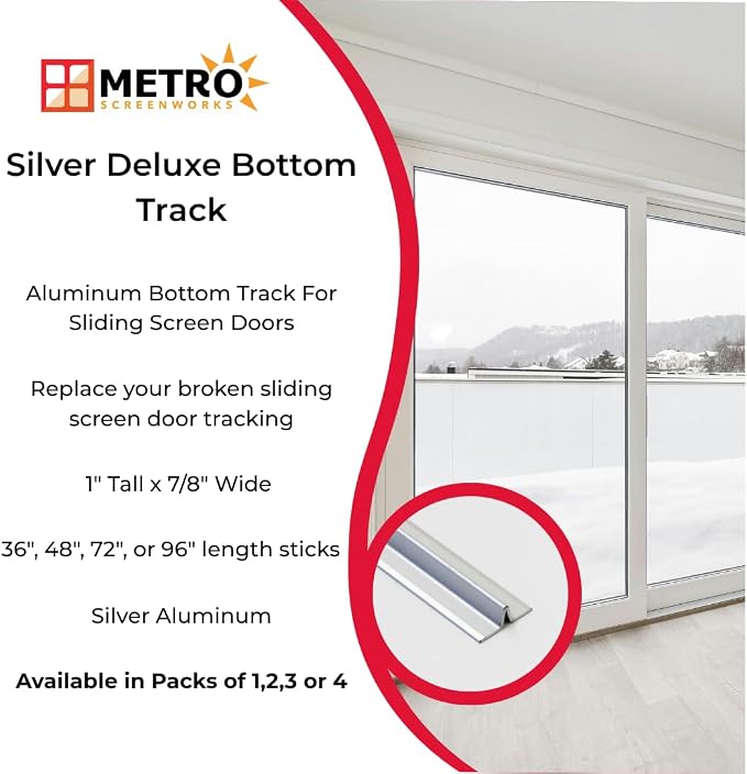 Sliding Screen Door Deluxe Bottom Track, 1” Wide 3/8” Tall - 96 in - Image 7