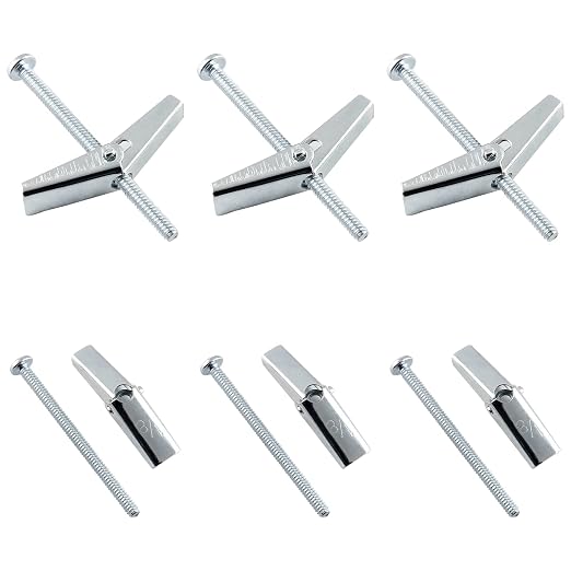1/8 x 2 Inch Round Head Toggle Bolt and Wing Nut, Wall Anchor Bolts, Molly by Jersvimc