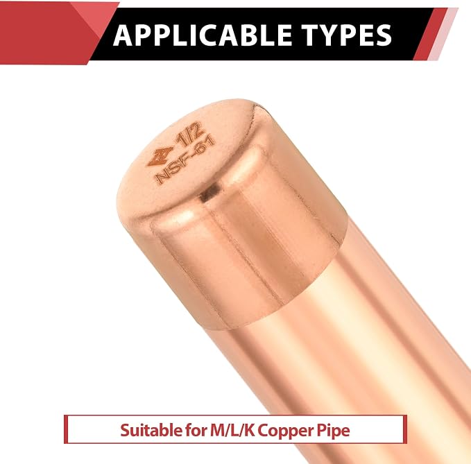 50 Piece EFIELD 1/2-inch Solder Copper Pipe End Cap | Copper Plumbing Fittings - Image 4