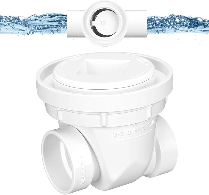 1 Pcs 1-1/2 Inch Backwater Valve White PVC Drain Backflow Preventer - Image 8