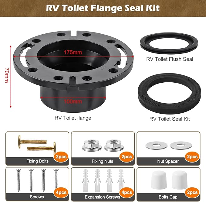 RV Toilet Seal and 3 Inch Socket RV Toilet Flange Kit, Fit - Image 5