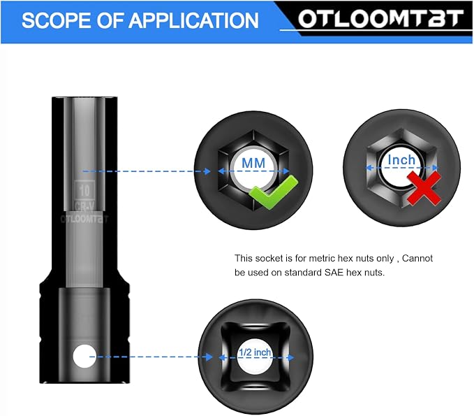 OTLOOMTBT 1/2" Drive Impact Socket Set, Metric Deep - Image 2