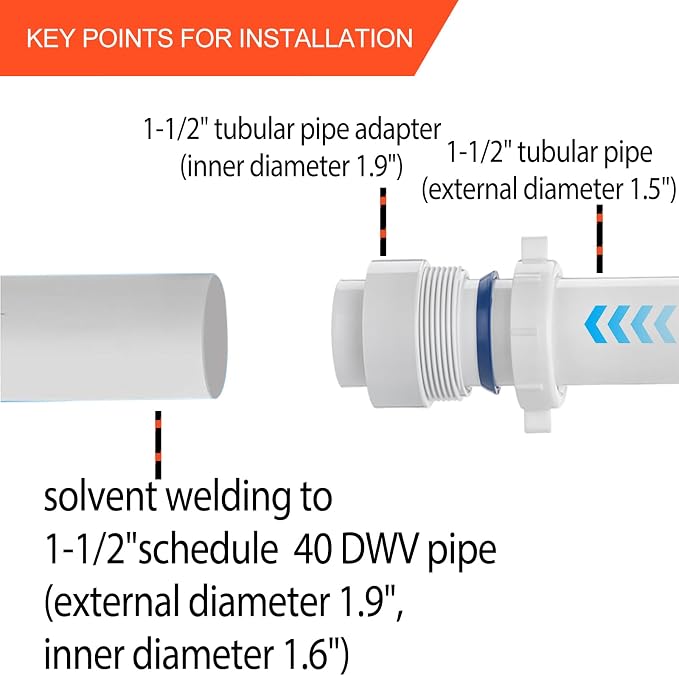 tatatagear 1-1/2 inch P-trap Adapter Connector White - Image 3