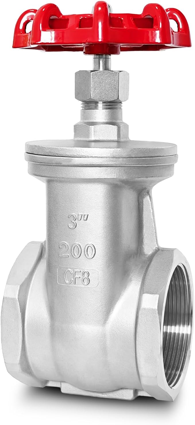 3" NPT Gate Valve, Heavy Duty, Stainless Steel, Female Thread, DN80 | Manual by SYWUWV