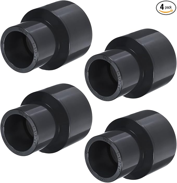 M METERXITY 4-Pack UPVC Reducer Pipe Fitting, 1-1/2"x1" Reducing Coupling by MMETERXITY