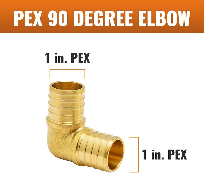 25-Pack 1 Inch PEX 90 Degree Elbow | Brass - Image 2