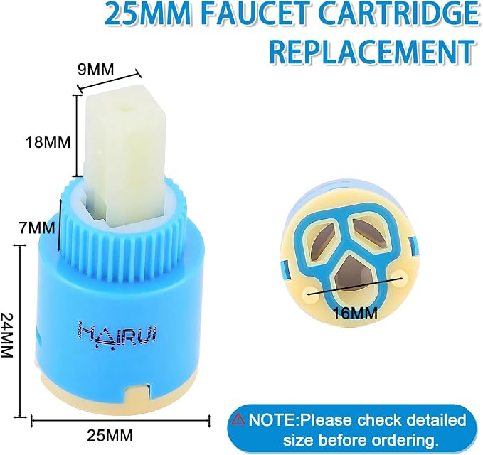 25mm Faucet Cartridge Replacement, Single Handle Faucet Valve - Image 2