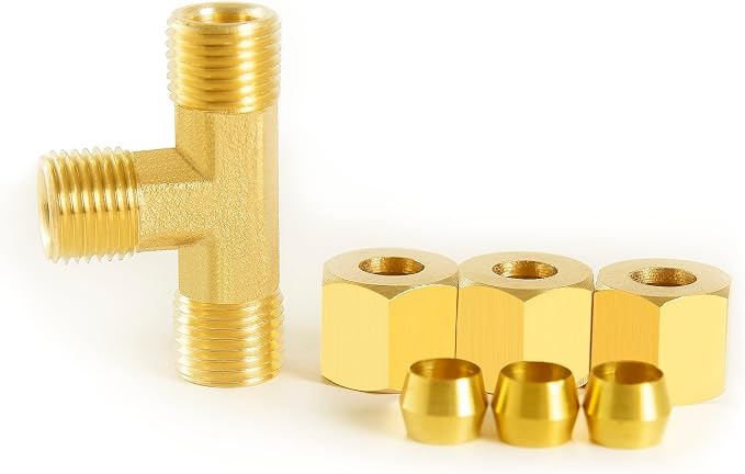 ChillWaves Brass Tee Compression Tube Fitting, 3/8" OD x 3/8" OD x 3/8" OD - Image 6