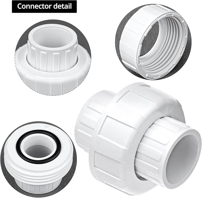 QWORK 3/4" PVC Union Coupling Pipe Fittings, 6 Pack Female Union Coupling - Image 3