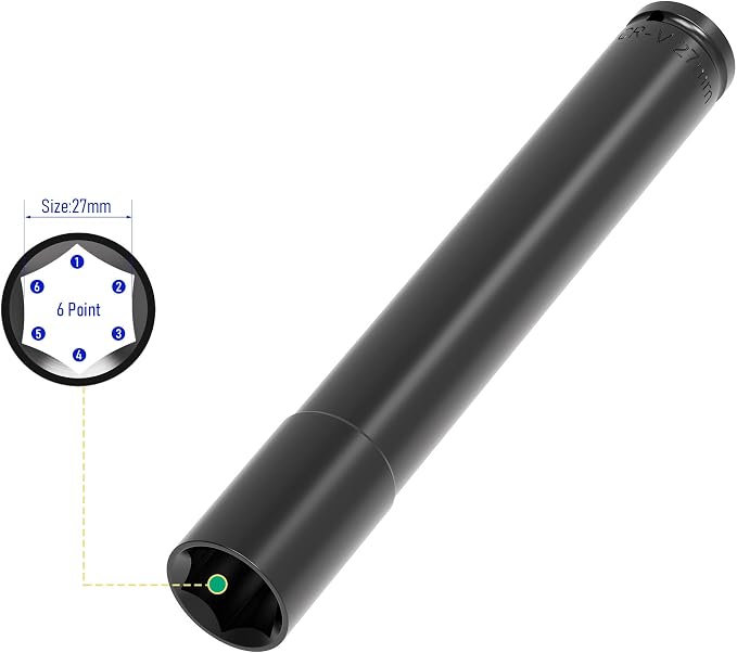 1/2" Drive Socket Set, 27mm Deep Impact Socket, Heat-Treated CR-V Steel - Image 3