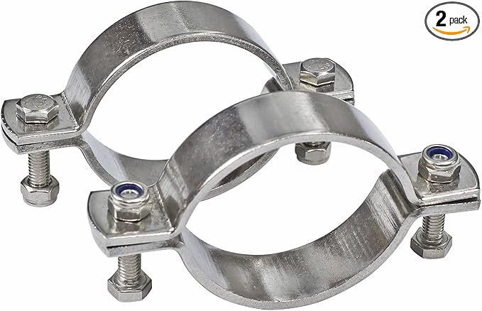 AKIHISA 2 Pcs 70-76mm Range Heavy Duty Rigid Handleless Flat Pipe Bracket Clamp by AKIHISA
