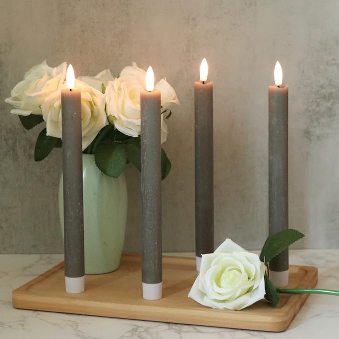 GenSwin Flameless Taper Candles LED Battery Operated Remote Timer Grey | LED - Image 5