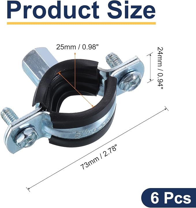 uxcell 6 Pcs Split Ring Pipe Hanger, 25mm/1inch Adjustable Pipe Bracket Clamp - Image 2