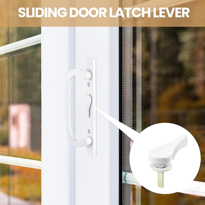 Zonon 2 Sliding Door Latch Lever Spindle White Steel Pin Set - Image 3