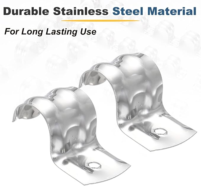 MECCANIXITY 52pcs Conduit Clamp 5/8 Inch 16mm, 1 Hole Stainless Steel Pipe Strap - Image 3