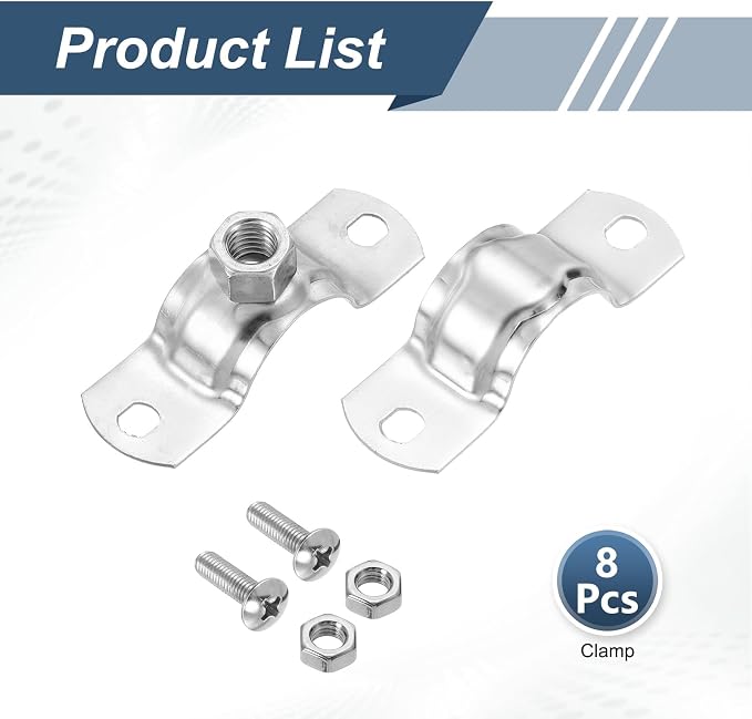 HARFINGTON 8 Pcs Adjustable Pipe Bracket Clamps1" Stainless Steel Wall Ceiling - Image 3