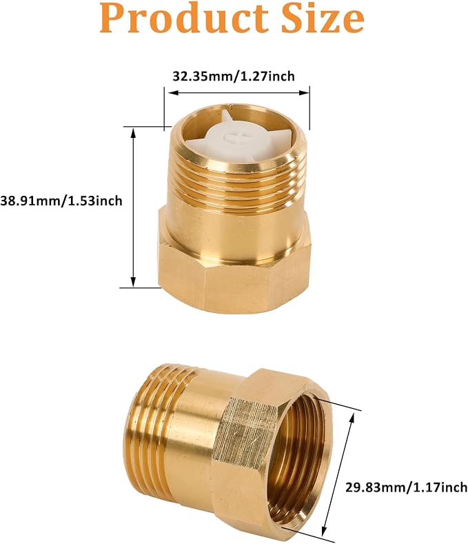 2Pcs One Way Brass Check Valve Non Return 1" Female to 1" Male Thread Backflow - Image 2