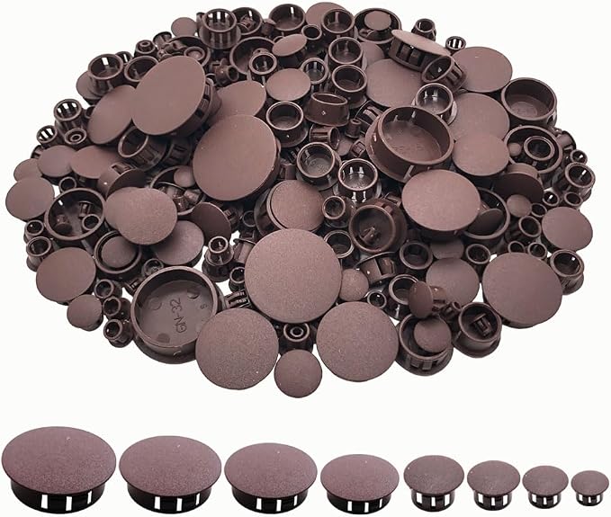 275Pcs Plastic Hole Plugs Recessed Brown Round Hole Plugs 3/16" 1/4" 5/16" 3/8" by MONEXIO