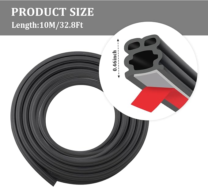 32.8Ft Car Door Seal, Thickened Rubber Automotive Weather Stripping - Image 2