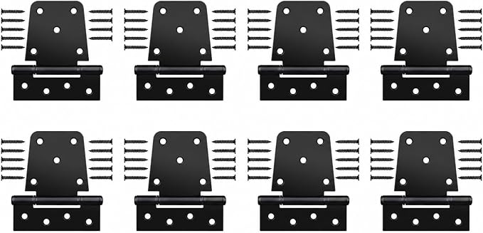 3.5 Inch Heavy Duty Gate Hinges, 8 Pack Black Iron Door Hinges | Solid Iron by HTHOOOOOME