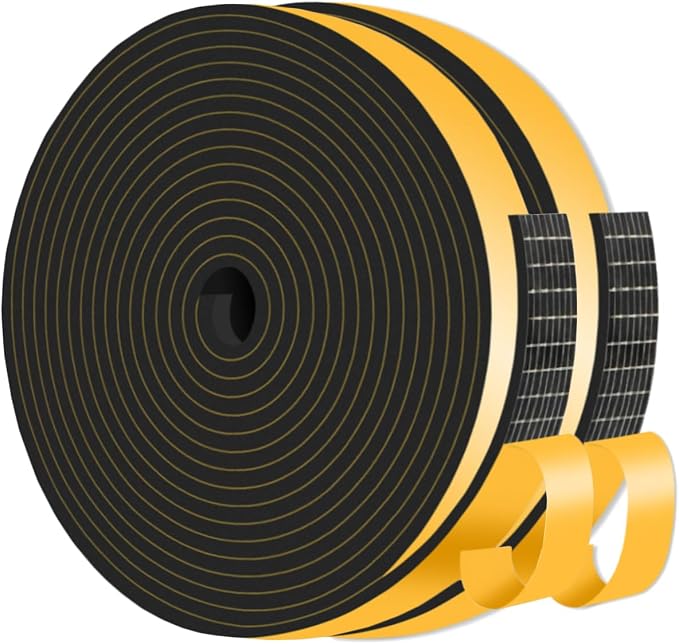 Weather Stripping, High Density CR, Strong Adhesive, 1/2 in x 1/8 in x 26Ft | by MIKONIYA