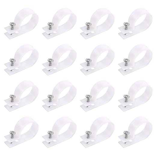 Swpeet 60 Pack White 1 Inch Nylon Plastic R-Type Cable Clips Clamp Kit by Swpeet