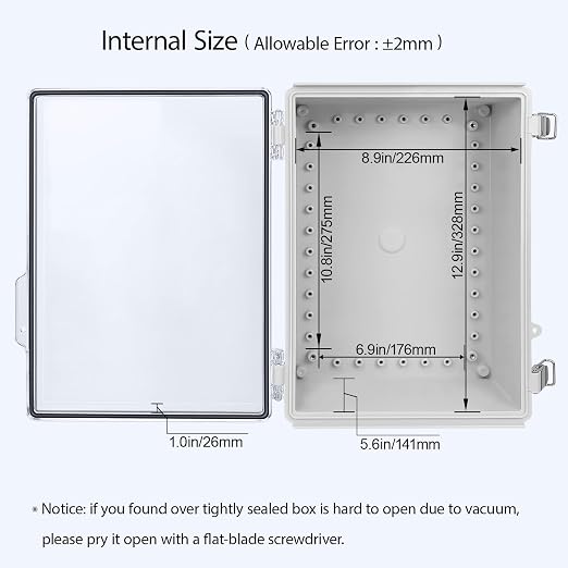 Electrical Box, IP67 Waterproof Hinged Clear Cover Stainless Steel Latch - Image 5