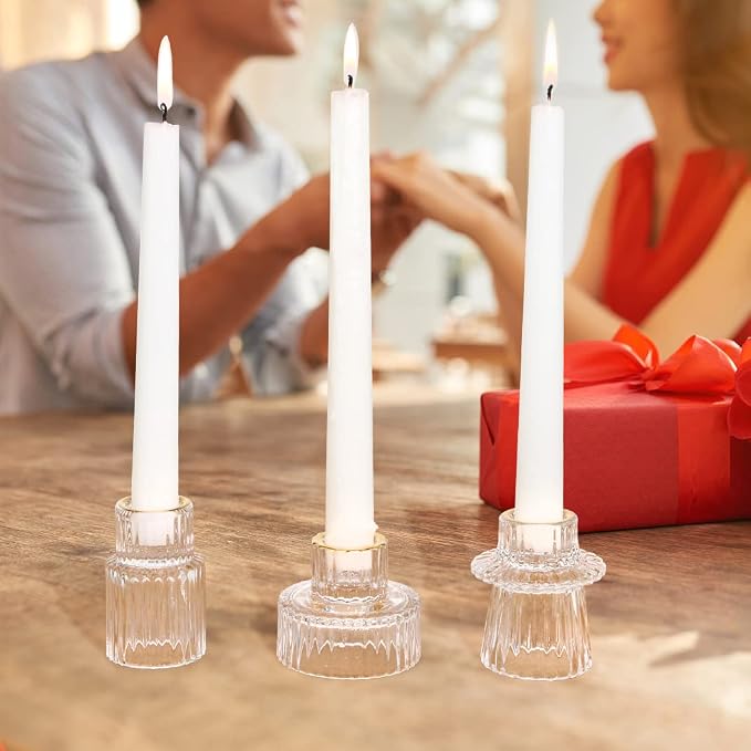 Vixdonos Taper Glass Candlestick Holders Tealight Candle Holders - Image 8