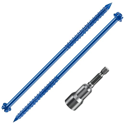 Wensilon 1/4" * 6" Slotted Hex Concrete Screws Anchor Blue Hexagon Head by Wensilon